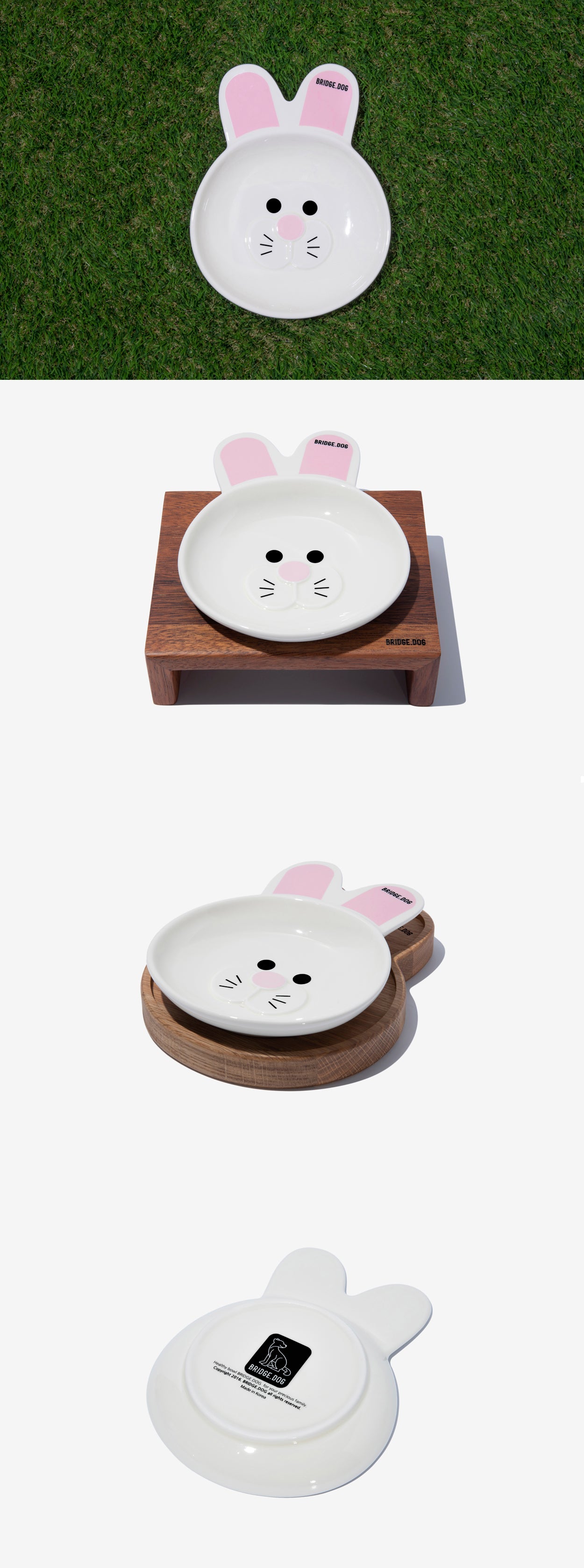 Bridge.Dog Bunny Dish(Milk White)- Pink - Maokids Pet