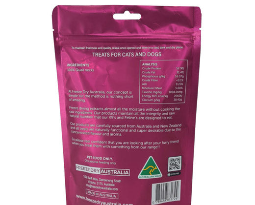 Freeze-Dry Australia's Quail Neck Chews For Dog & Cat - Maokids Pet