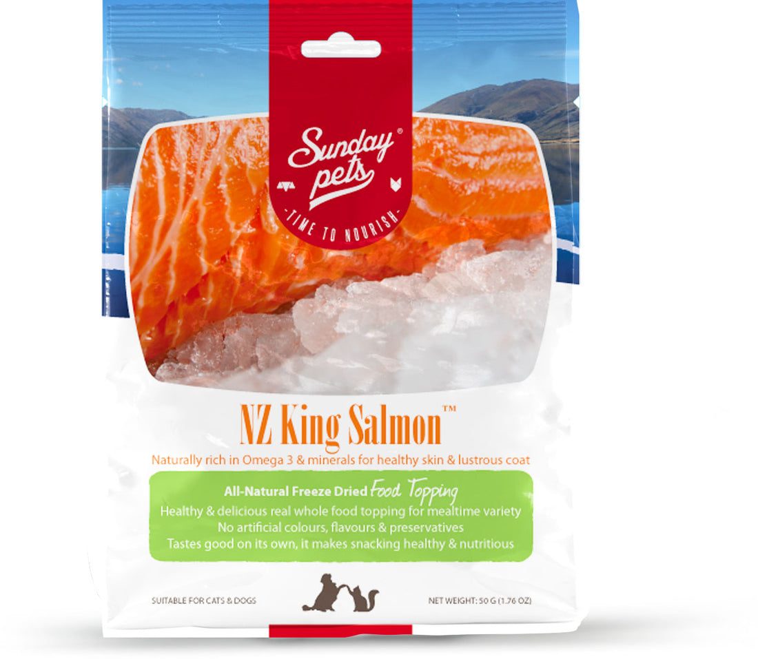 Sunday Pets NZ King Salmon Freeze Dried Treats For Dog & Cat - 1.76oz - Maokids Pet