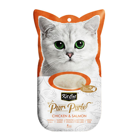 Kit Cat Purr Puree Cat Treat - Chicken & Salmon 4x15g - Maokids Pet
