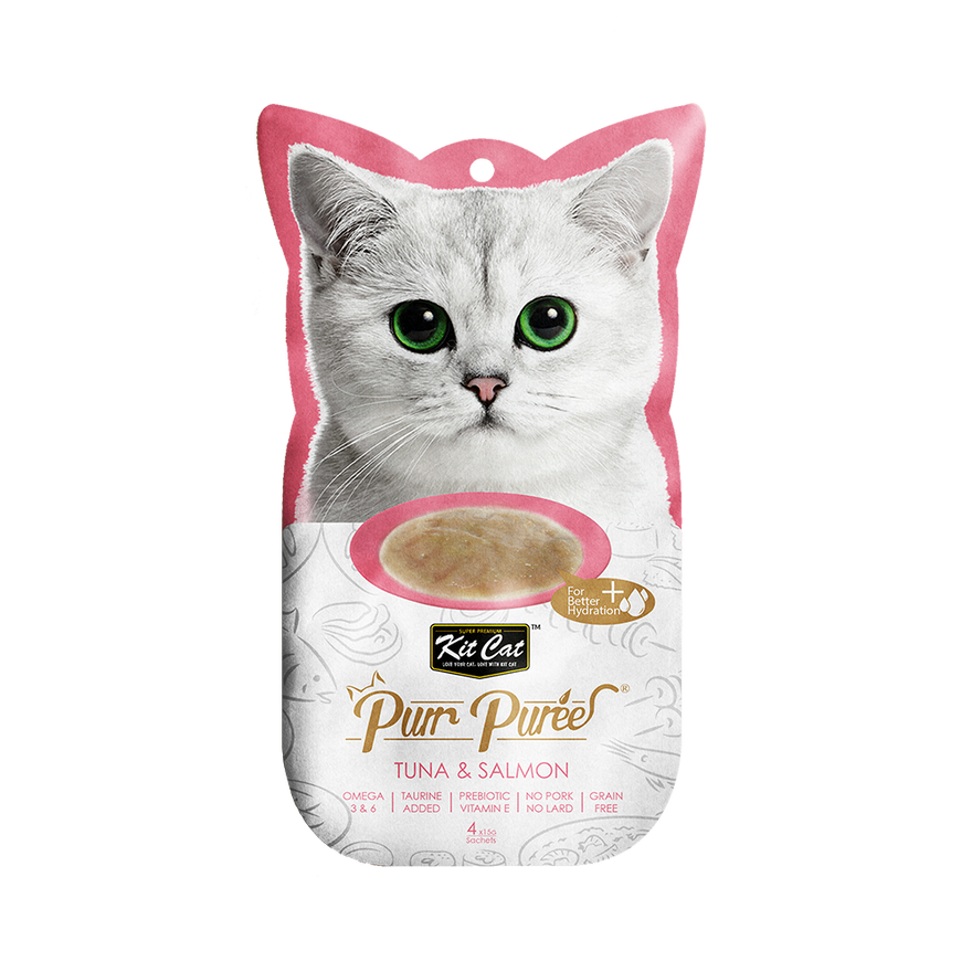 Kit Cat Purr Purees Cat Treat - Tuna & Salmon - 4x15g - Maokids Pet