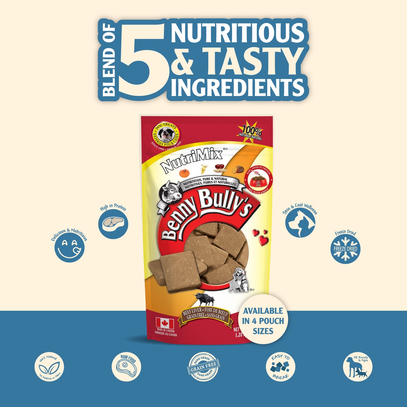 Benny Bullys Beef Liver Plus Nutrimix Dog Treat - 58g