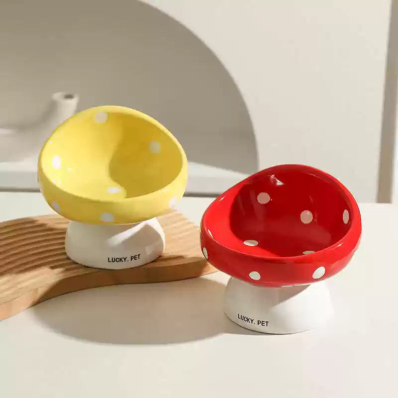 Lucky Pet Mushroom Shape Ceramic Pet Bowl