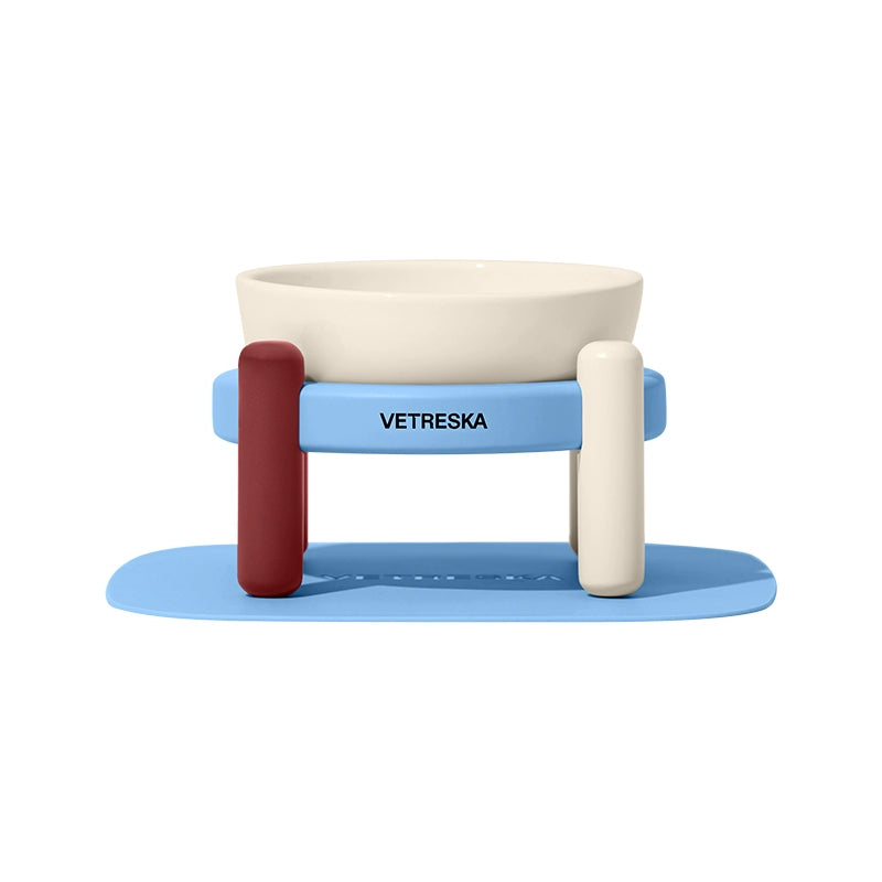 Vetreska Mist Merlot Ceramic Pet Bowl + Stand + Silicone Placemat Set - Maokids Pet