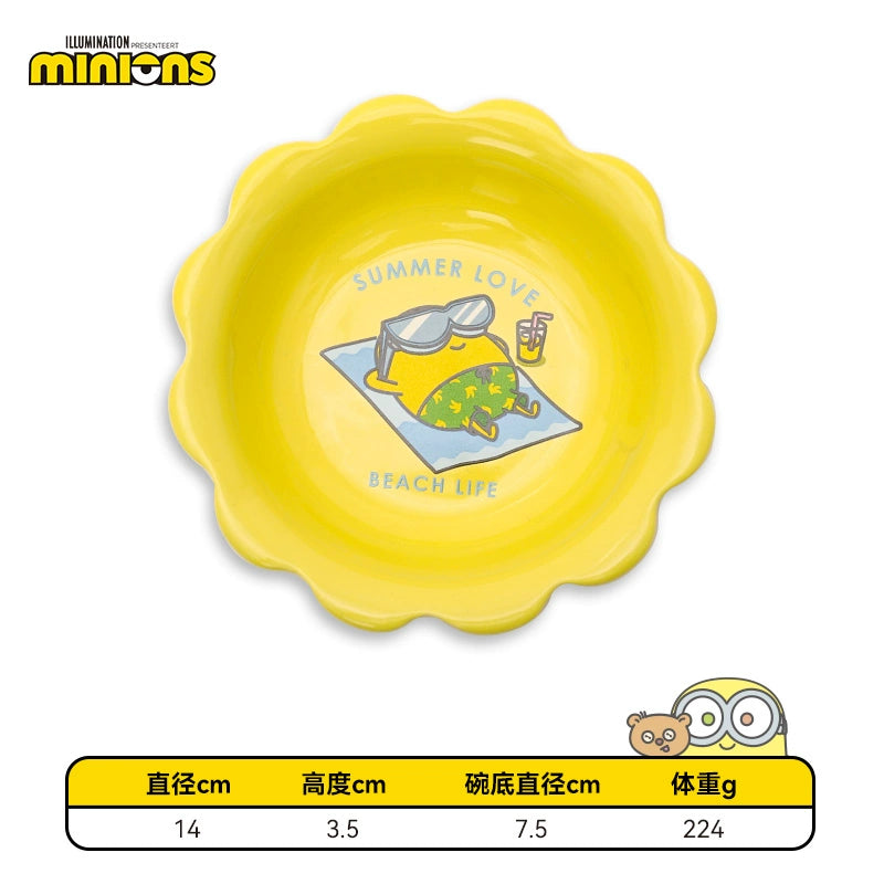 Hoopet Minions小黄人波浪边宠物陶瓷碗 不易打翻 两色可选