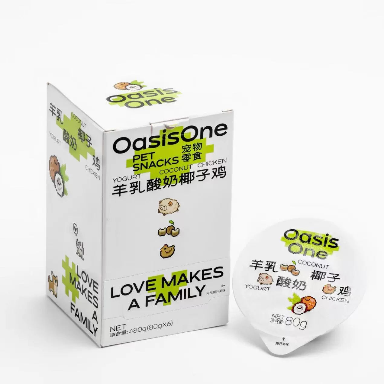 OasisOne 酸奶羊乳椰子鸡 犬猫通用 一盒80g*6杯入