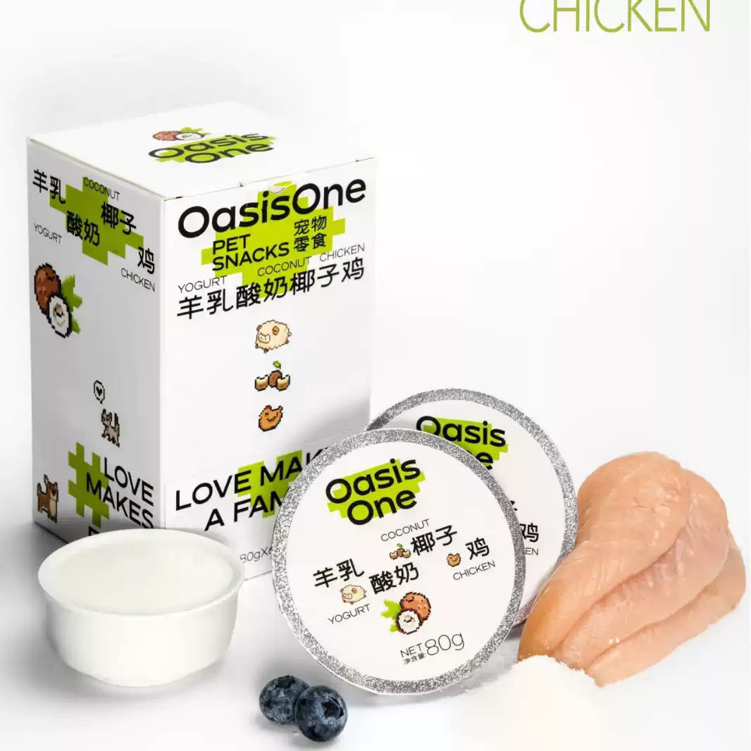 OasisOne 酸奶羊乳椰子鸡 犬猫通用 一盒80g*6杯入