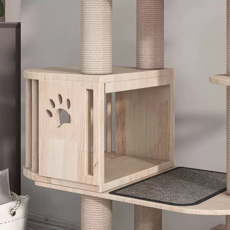 MengZhu Solid Wood Large Cloudy Cat Tree - Maokids Pet