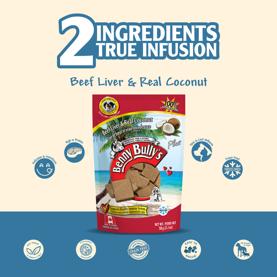 Benny Bullys Beef Liver Plus Coconut Dog Treat - 58g