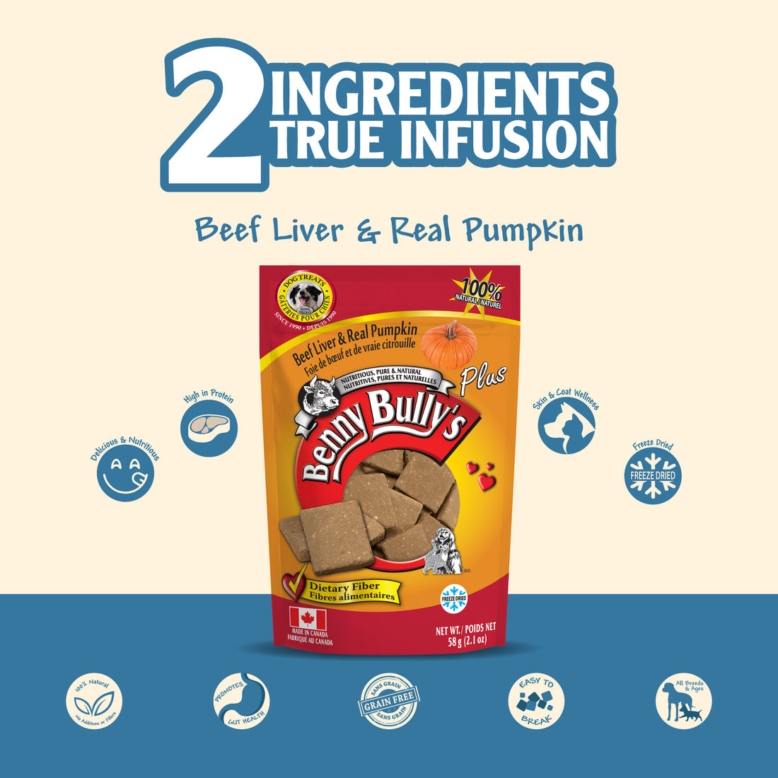 Benny Bullys Beef Liver Plus Pumpkin Dog Treat - 58g