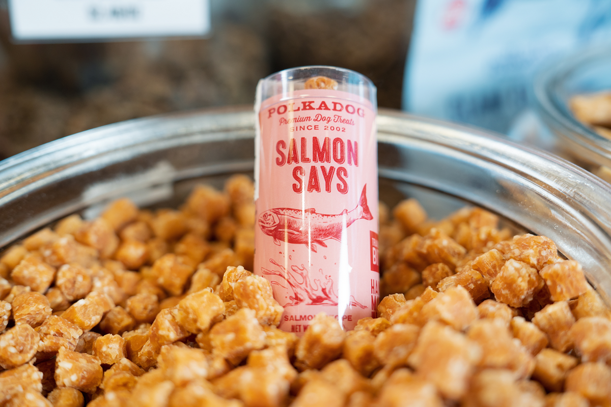 Polkadog Salmon Says Mini Treats Tube For Dog & Cat