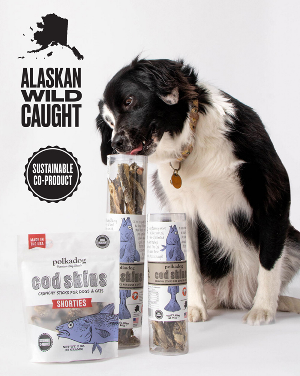 Polkadog Short Stick Cod Skin Treats For Dog & Cat