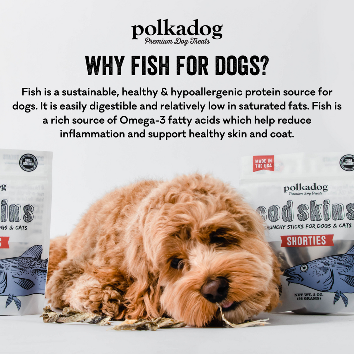 Polkadog Long Stick Cod Skin Treats For Dog & Cat