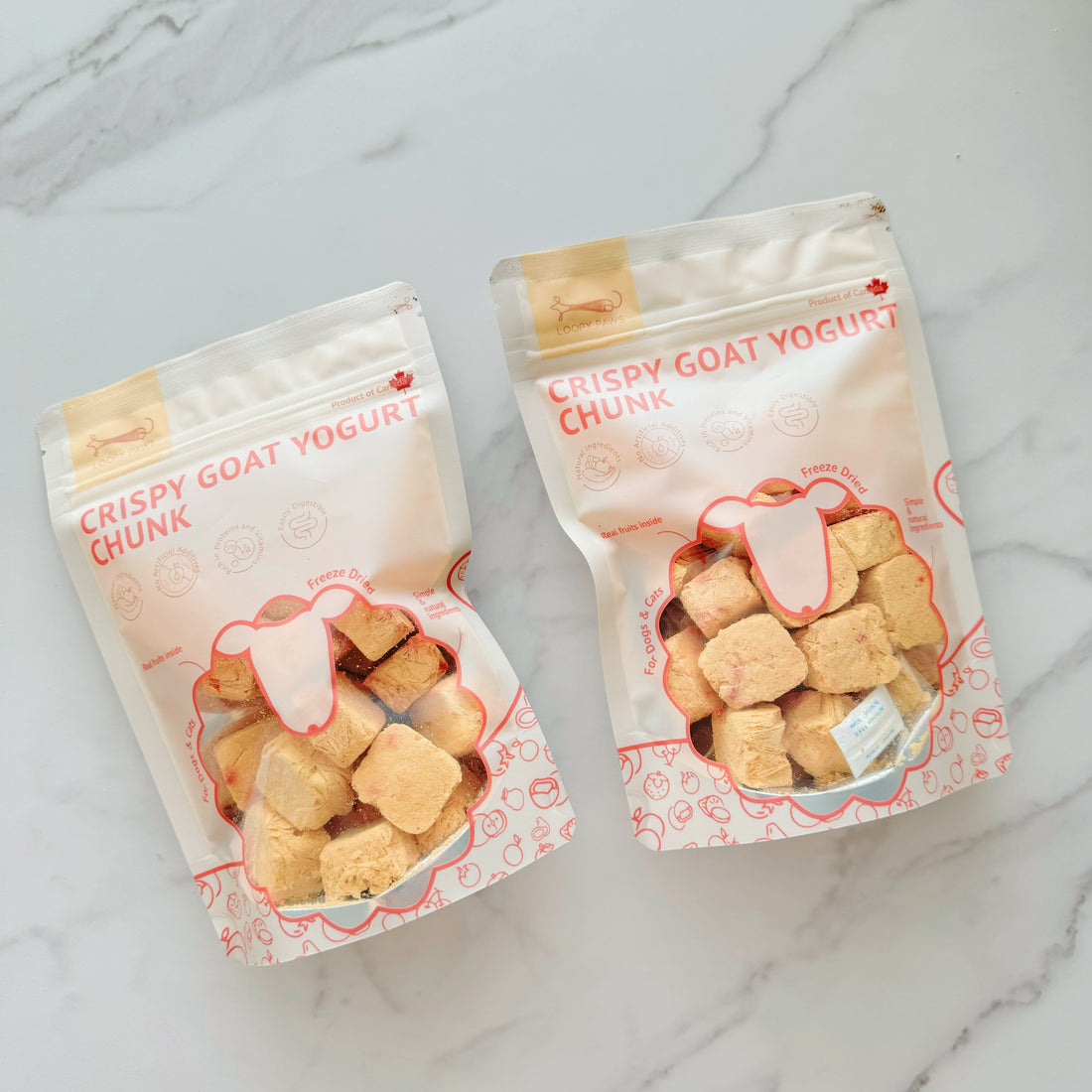 Loopypaws Crispy Goat Yogurt Treats For Cat & Dog - Pumpkin & Strawberry - 30g - Maokids Pet