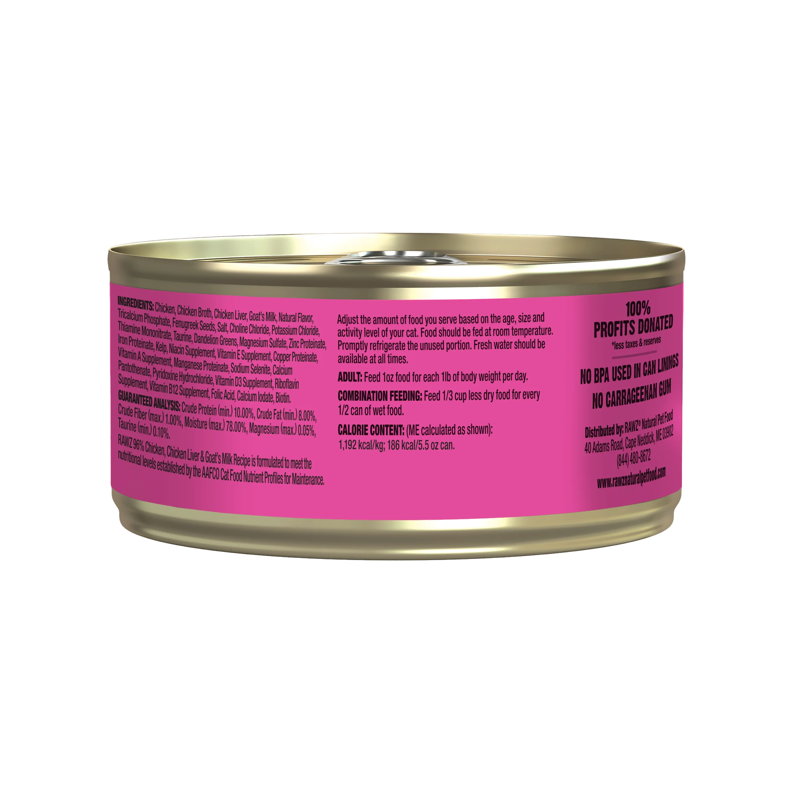 Rawz with Goat Milk 96% Chicken & Chicken Liver Canned Cat Food - 5.5oz