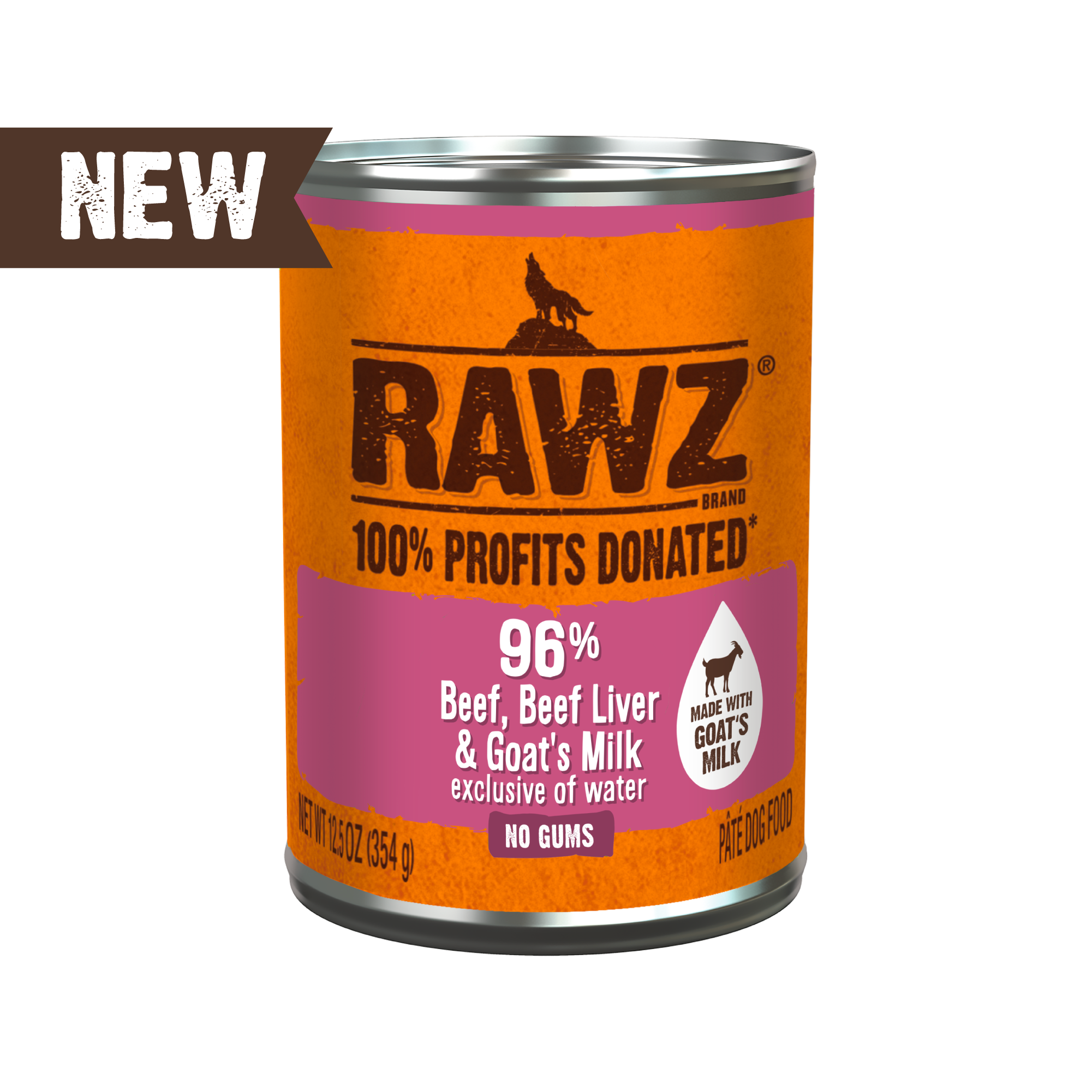 Rawz with Goat Milk 96% Beef & Beef Liver Canned Dog Food - 12.5oz