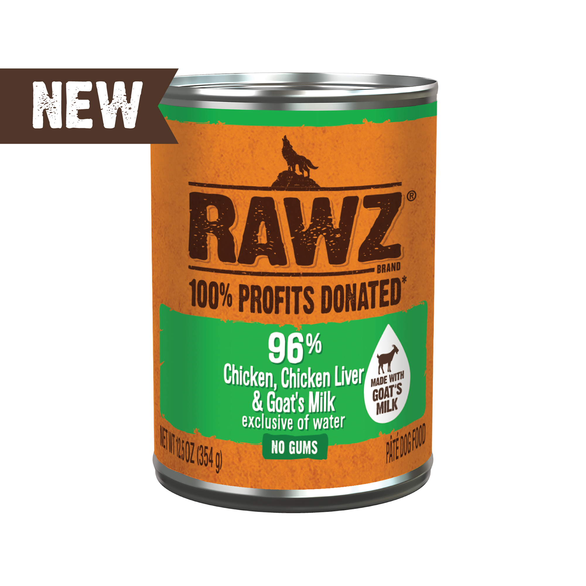 Rawz with Goat Milk 96% Chicken & Chicken Liver Canned Dog Food - 12.5oz