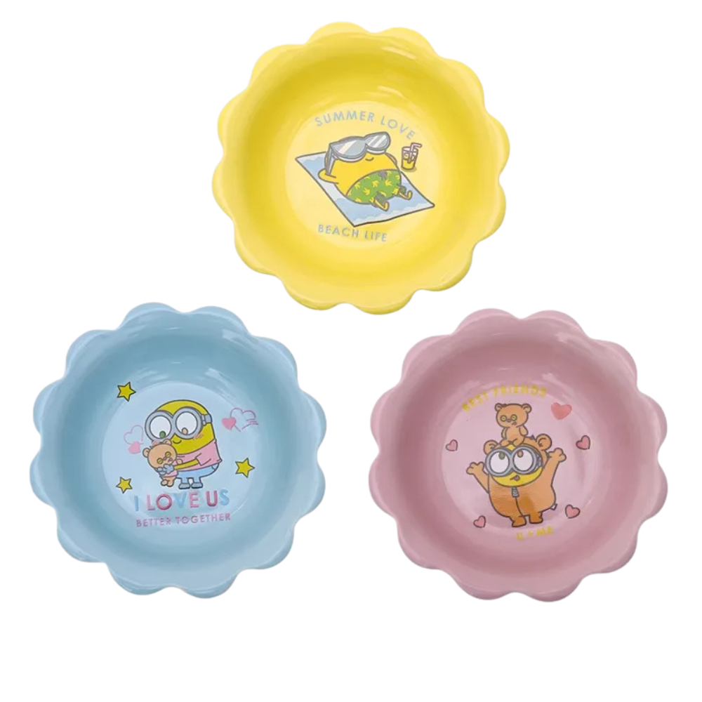 Hoopet Minions小黄人波浪边宠物陶瓷碗 不易打翻 两色可选