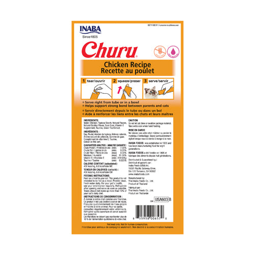 Inaba Churu Purées Cat Treat - Chicken Recipe - Maokids Pet