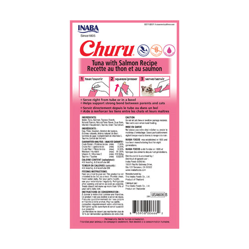 Inaba Churu Purées Cat Treat - Tuna with Salmon Recipe - Maokids Pet
