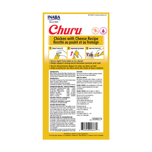 Inaba Churu Purées Cat Treat - Chicken with Cheese Recipe - Maokids Pet