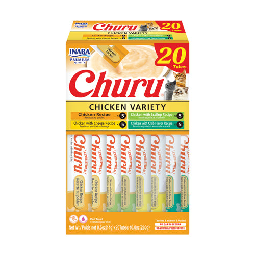 Inaba Churu Purées Cat Treat - 20 ct Chicken Variety Box - Maokids Pet