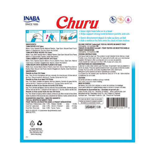 Inaba Churu Purées Cat Treat - 40 ct Tuna Variety Box - Maokids Pet