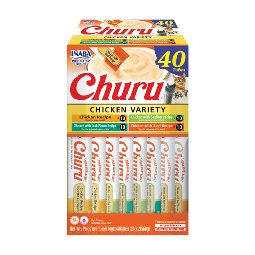 Inaba Churu Purées Cat Treat - 40 ct Chicken Variety Box - Maokids Pet