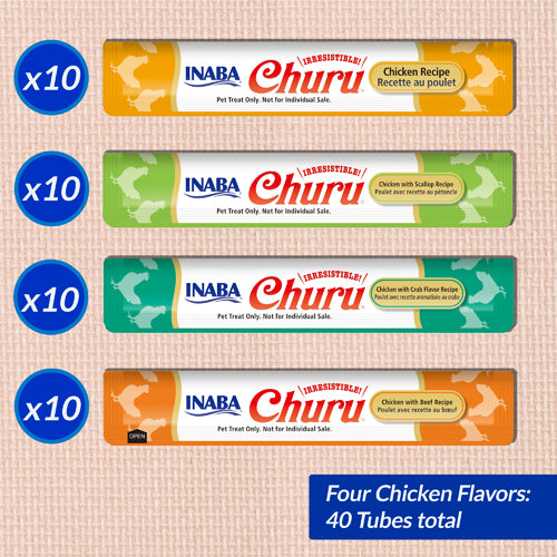 Inaba Churu Purées Cat Treat - 40 ct Tuna Variety Box - Maokids Pet
