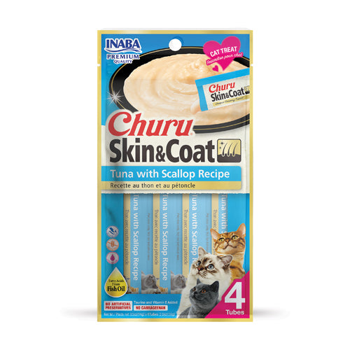 Inaba Churu Skin & Coat Cat Treat - Tuna with Scallop Recipe - Maokids Pet