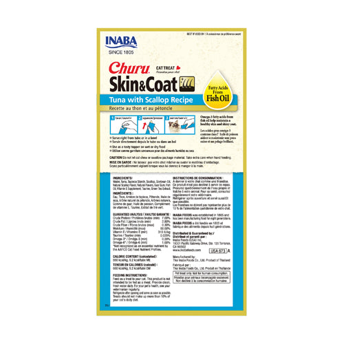 Inaba Churu Skin & Coat Cat Treat - Tuna with Scallop Recipe - Maokids Pet