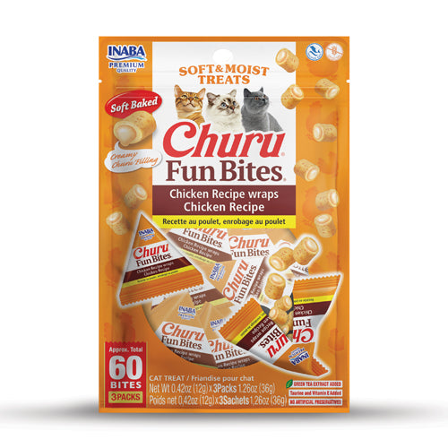 Inaba Churu Fun Bites Cat Treat - Chicken Recipe wraps Chicken Recipe - Maokids Pet