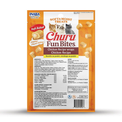 Inaba Churu Fun Bites Cat Treat - Chicken Recipe wraps Chicken Recipe - Maokids Pet