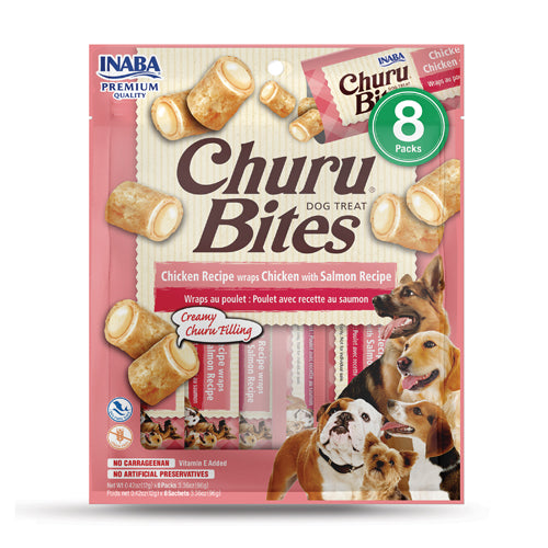 Inaba Churu Bites Dog Treat - Chicken Recipe wraps Chicken with Salmon Recipe - Maokids Pet