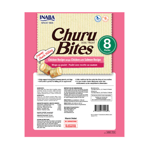 Inaba Churu Bites Dog Treat - Chicken Recipe wraps Chicken with Salmon Recipe - Maokids Pet