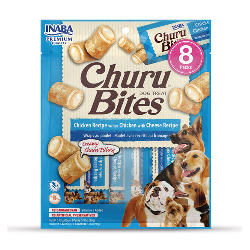 Inaba Churu Bites Dog Treat - Chicken Recipe wraps Chicken with Cheese Recipe - Maokids Pet
