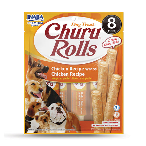 Inaba Churu Rolls Dog Treat - Chicken Recipe wraps Chicken Recipe - Maokids Pet