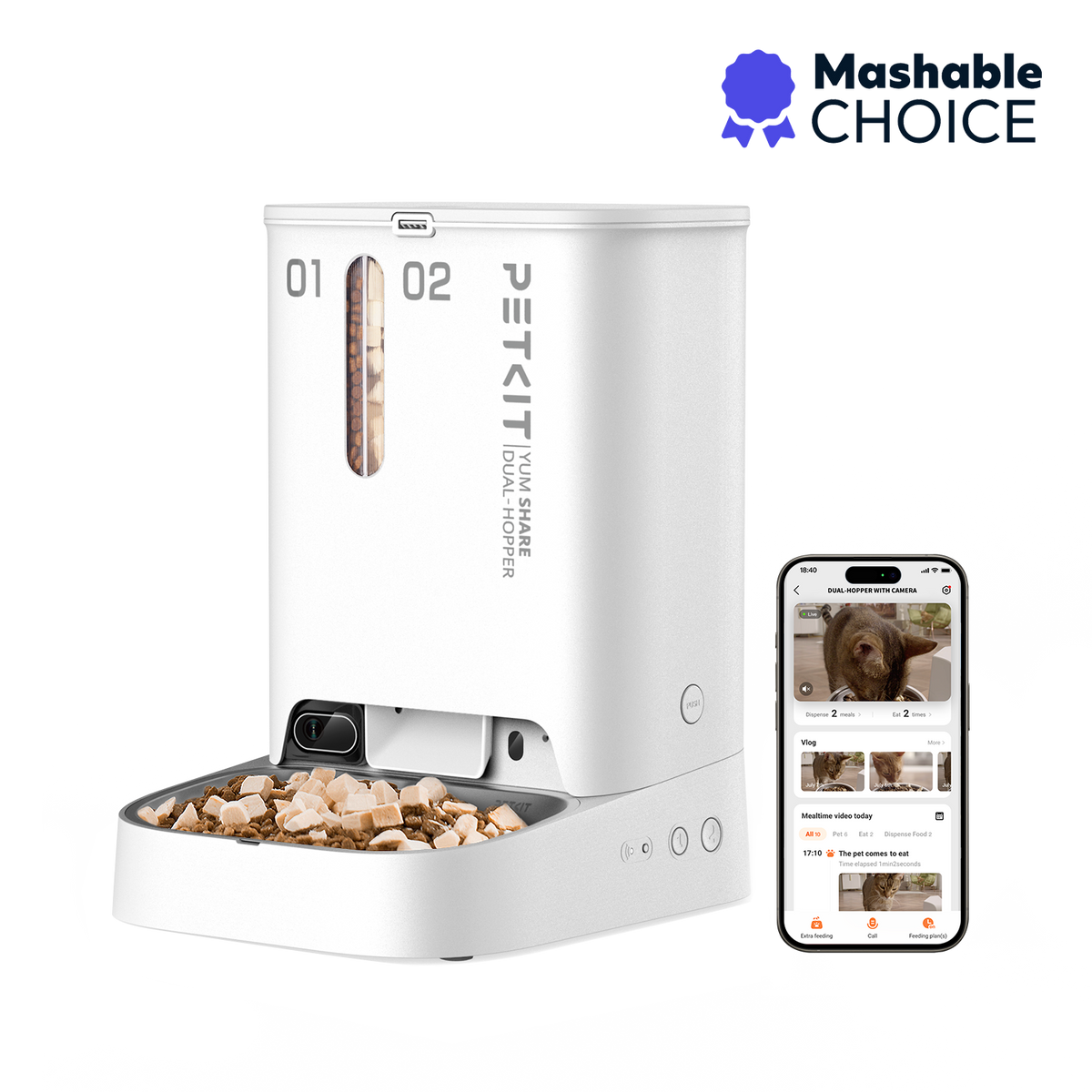 Petkit YumShare Dual-hopper Automatic Feeder with Camera - Maokids Pet