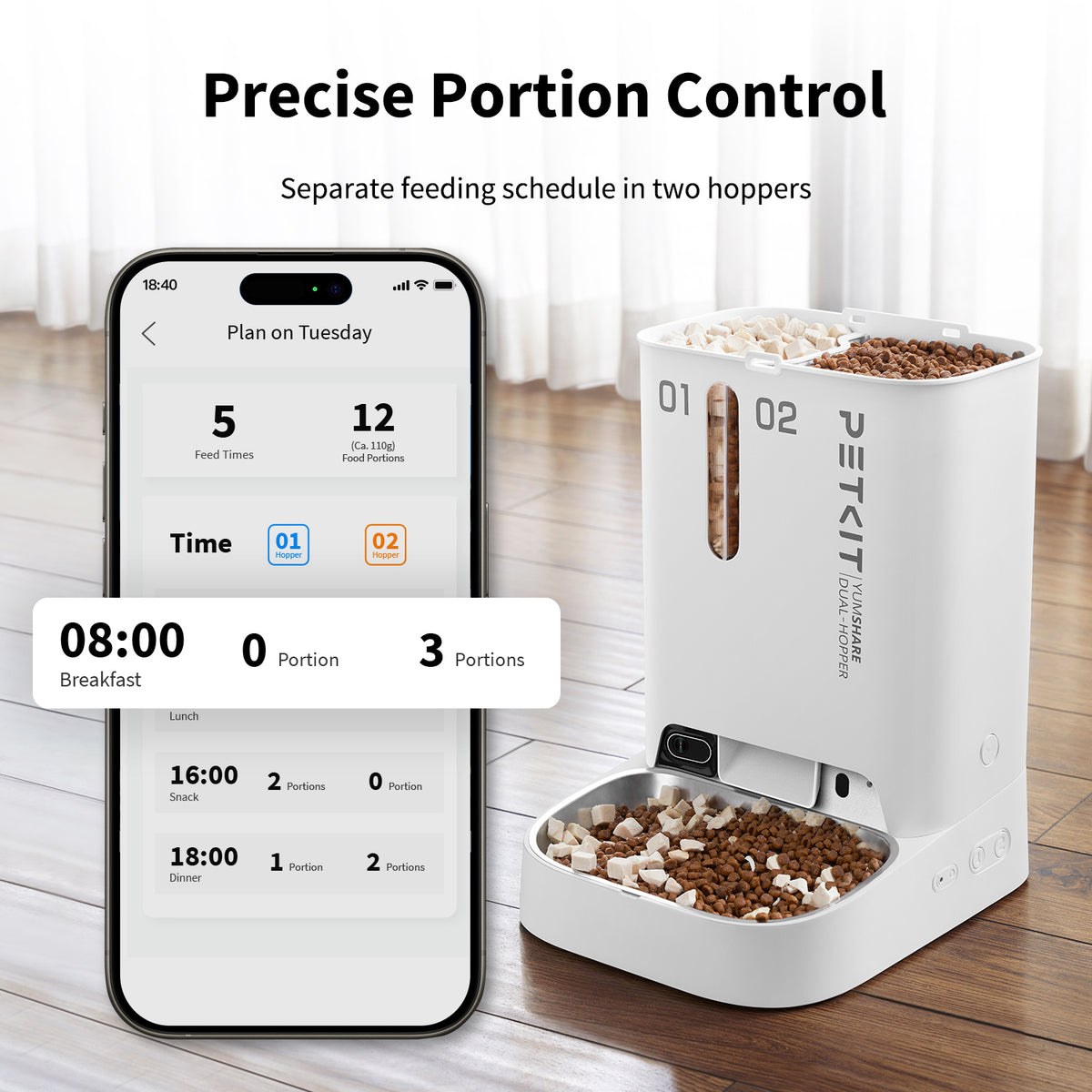 Petkit YumShare Dual-hopper Automatic Feeder with Camera - Maokids Pet