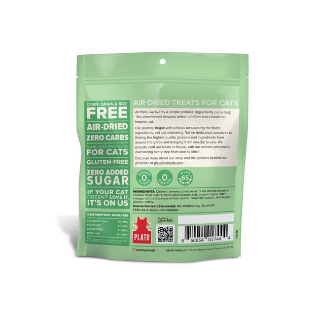 Plato Air-Dried Cat Treats - Chicken with Catnip Recipe - Maokids Pet