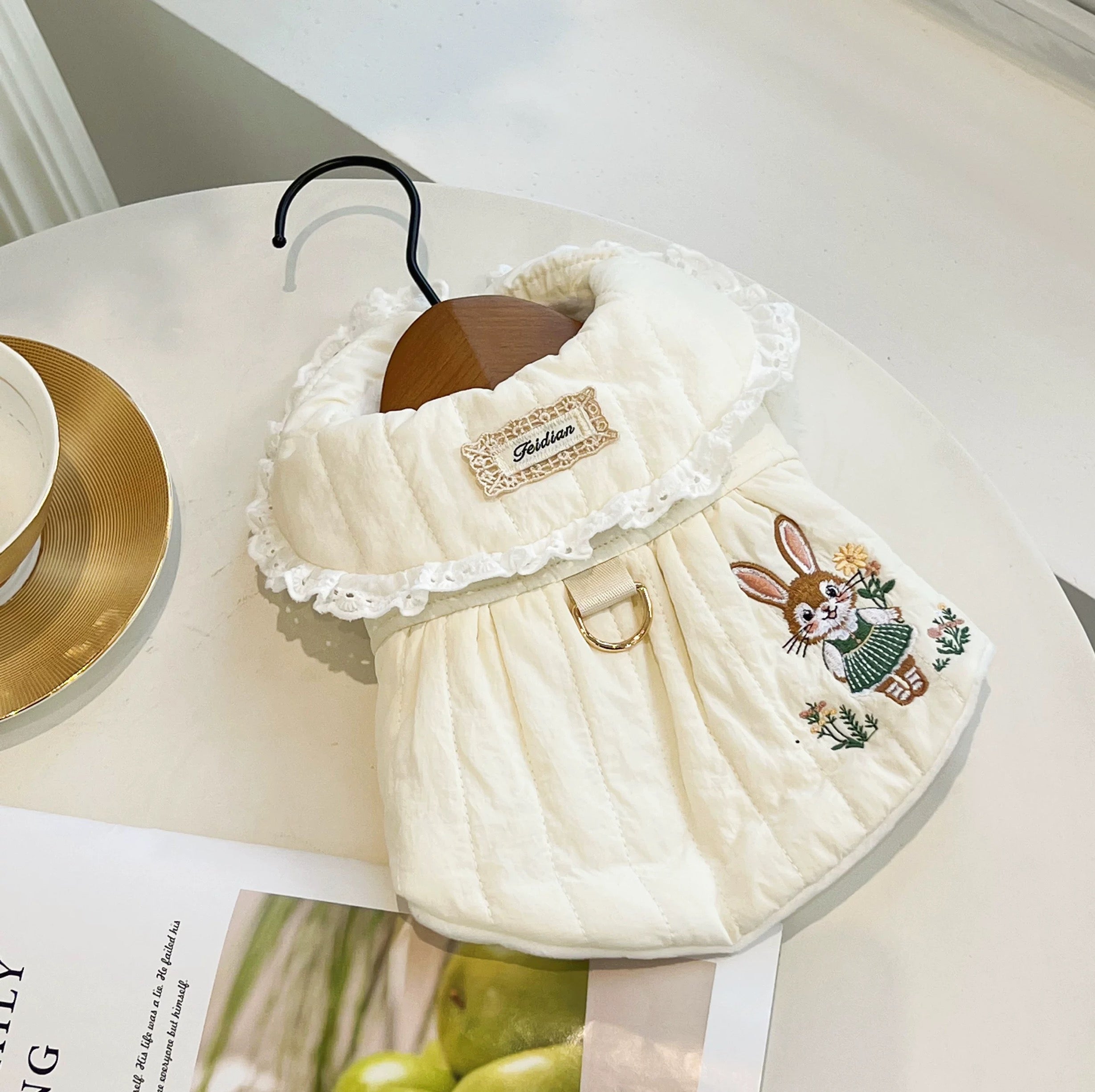 Rabbit Embroidery & Doll Collar Cotton Coat For Dog & Cat - Maokids Pet