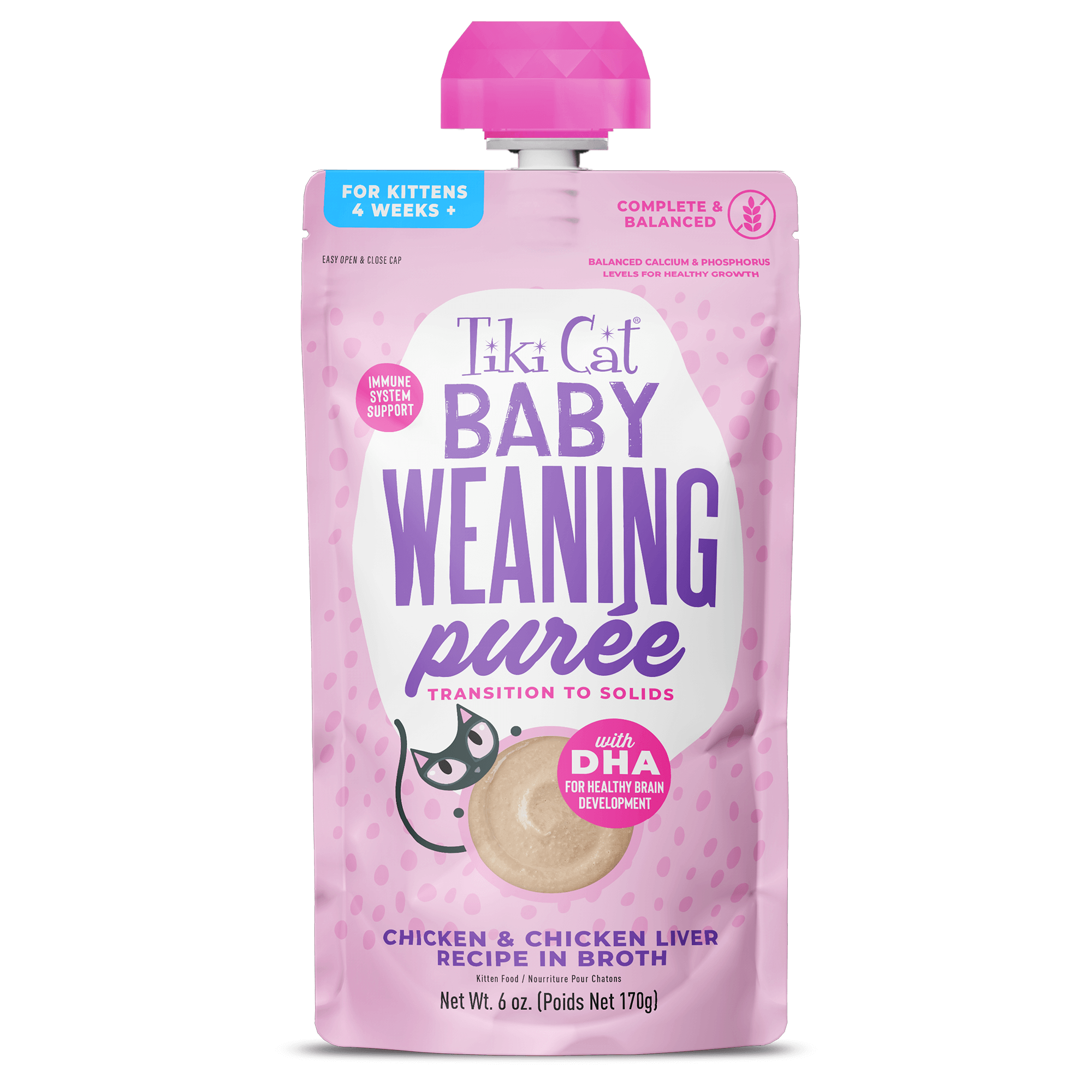 Tiki Cat Baby Weaning Purée Chicken & Chicken Liver Cat Wet Food - 6oz