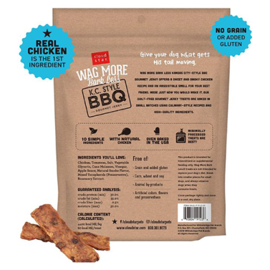 Cloud Star Wag More Kansas City-Style BBQ Jerky Dog Treat - Chicken Gourmet - Maokids Pet