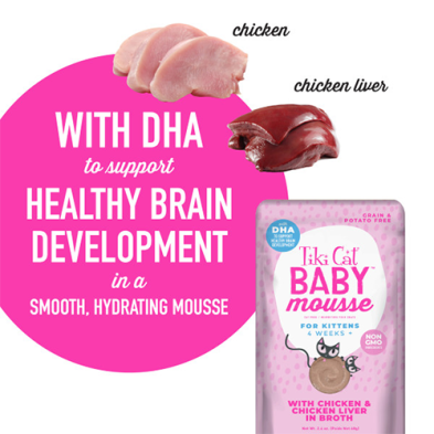Tiki Cat Baby Mousse Wet Cat Food - Chicken & Chicken Liver