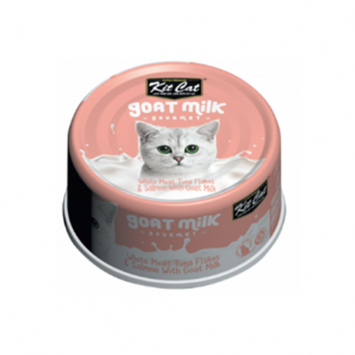 Kit Cat Goat Milk Wet Cat Food - White Meat Tuna Flakes & Salmon 70g - Maokids Pet