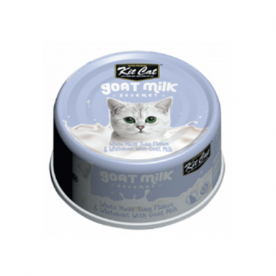 Kit Cat Goat Milk Wet Cat Food - White Meat Tuna Flakes & Whitebait 70g - Maokids Pet