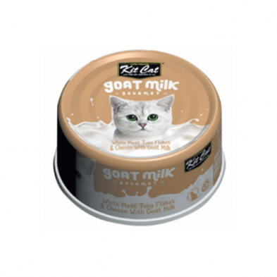 Kit Cat Goat Milk Wet Cat Food - White Meat Tuna Flakes & Cheese 70g - Maokids Pet