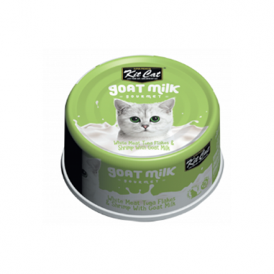 Kit Cat Goat Milk Wet Cat Food - White Meat Tuna Flakes & Shrimp 70g - Maokids Pet