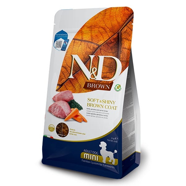 Farmina Natural & Delicious Soft & Shiny Brown Coat Dry Food For Mini Adult Dogs - Maokids Pet
