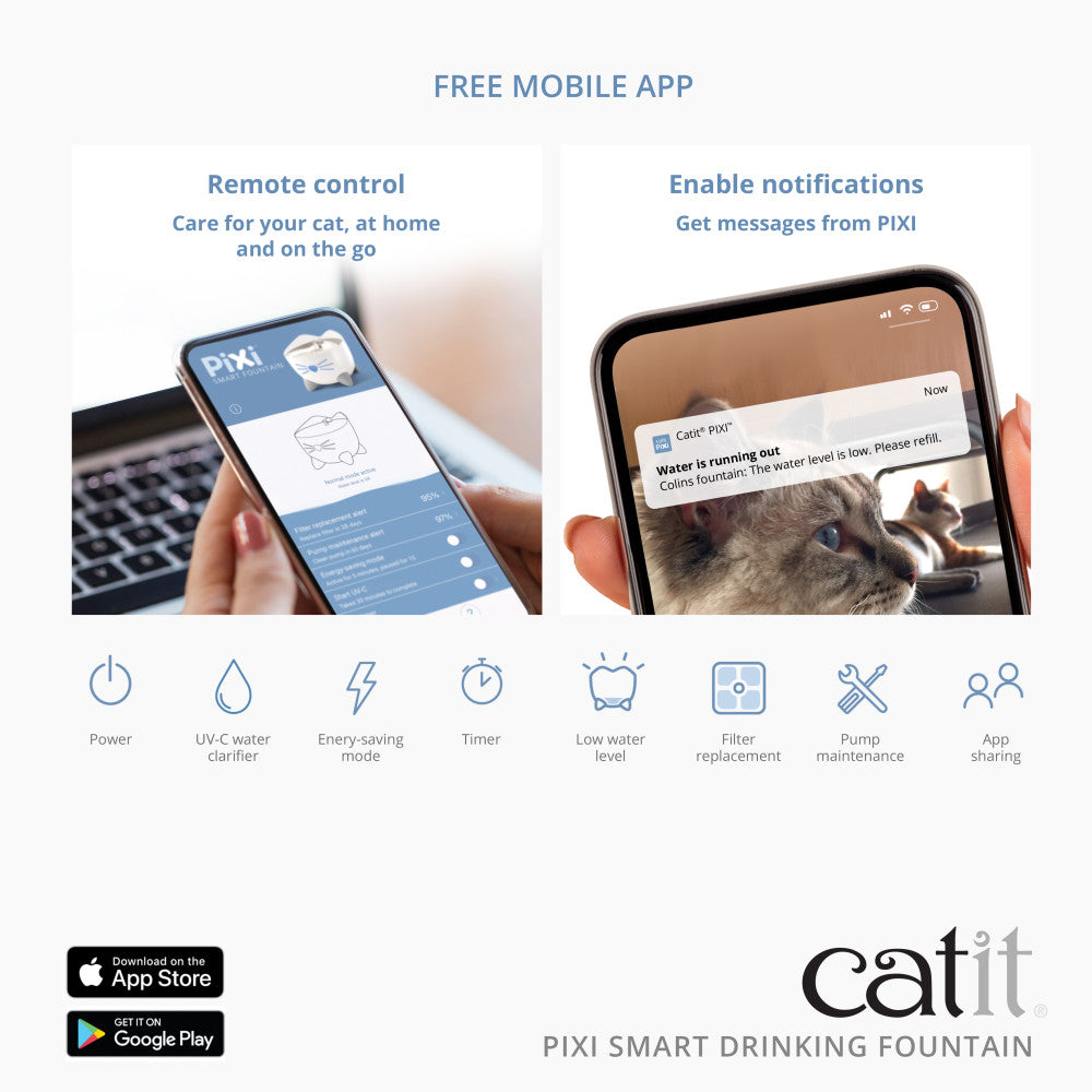 Catit PIXI Smart Drinking Fountain with Remote Control App - Maokids Pet